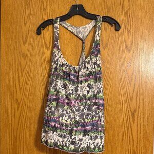 Nollie Lace Overlay Tank with Purple and Green Accents